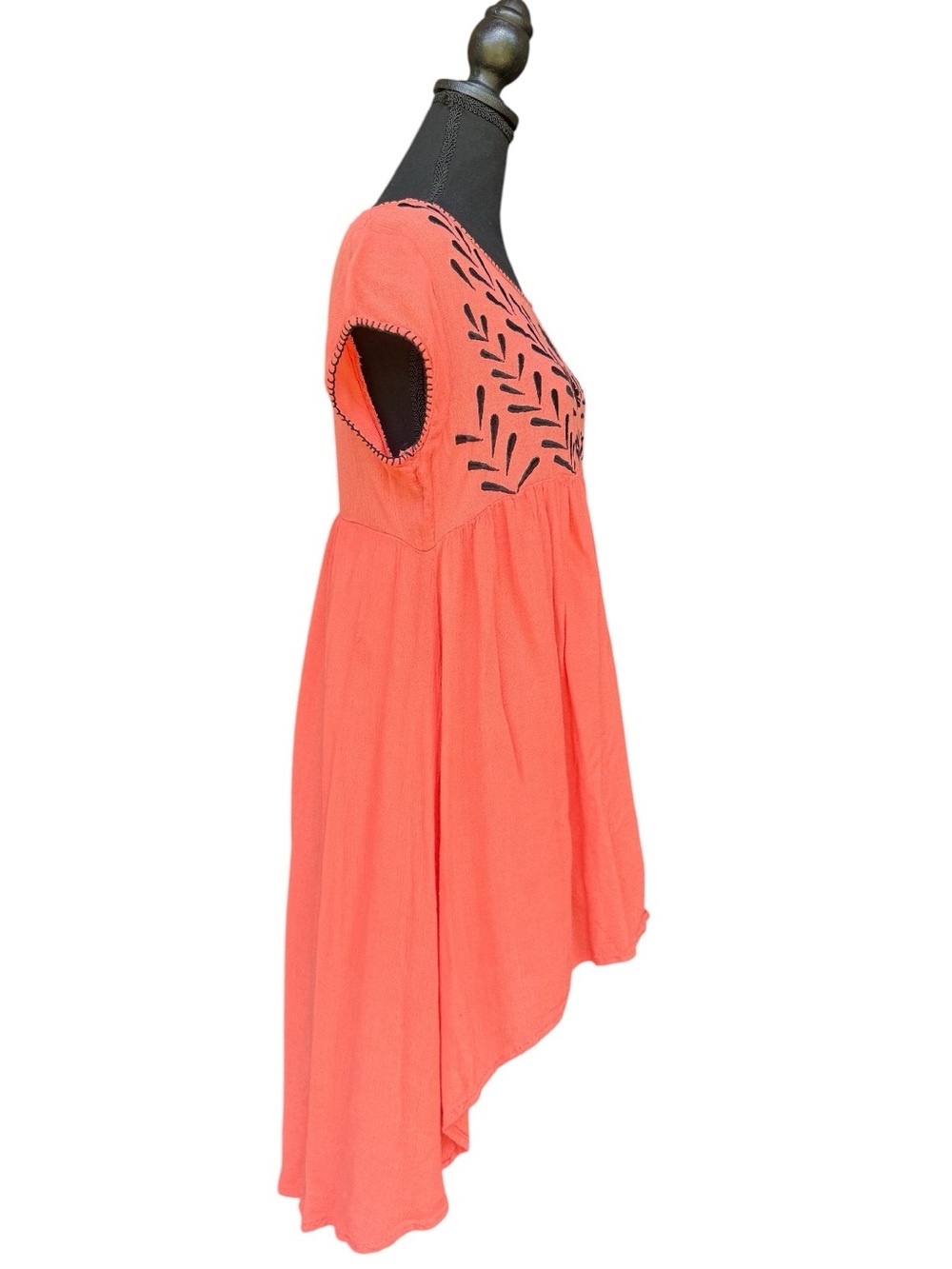 Cost Plus World Market Coral Tunic with Black Embroidery - Picture 2 of 7